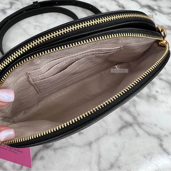 Kate Spade Morgan Double Zip Leather Dome Crossbody In Cafe Mocha Multi - Picture 10 of 13